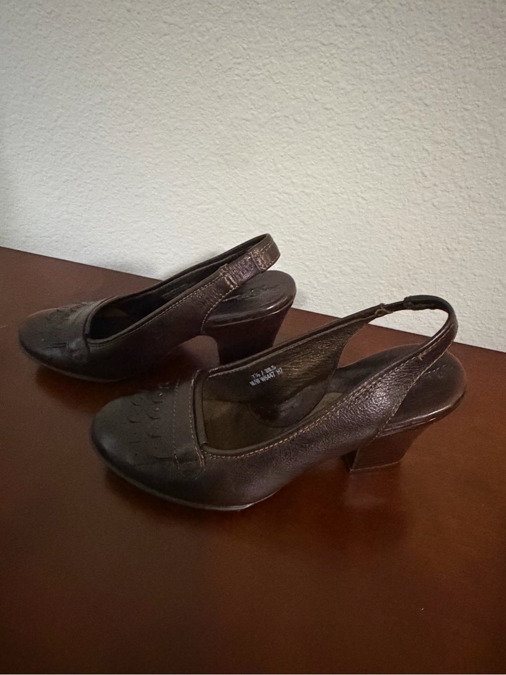 Born Dark Brown Slingback Block Heel Pumps